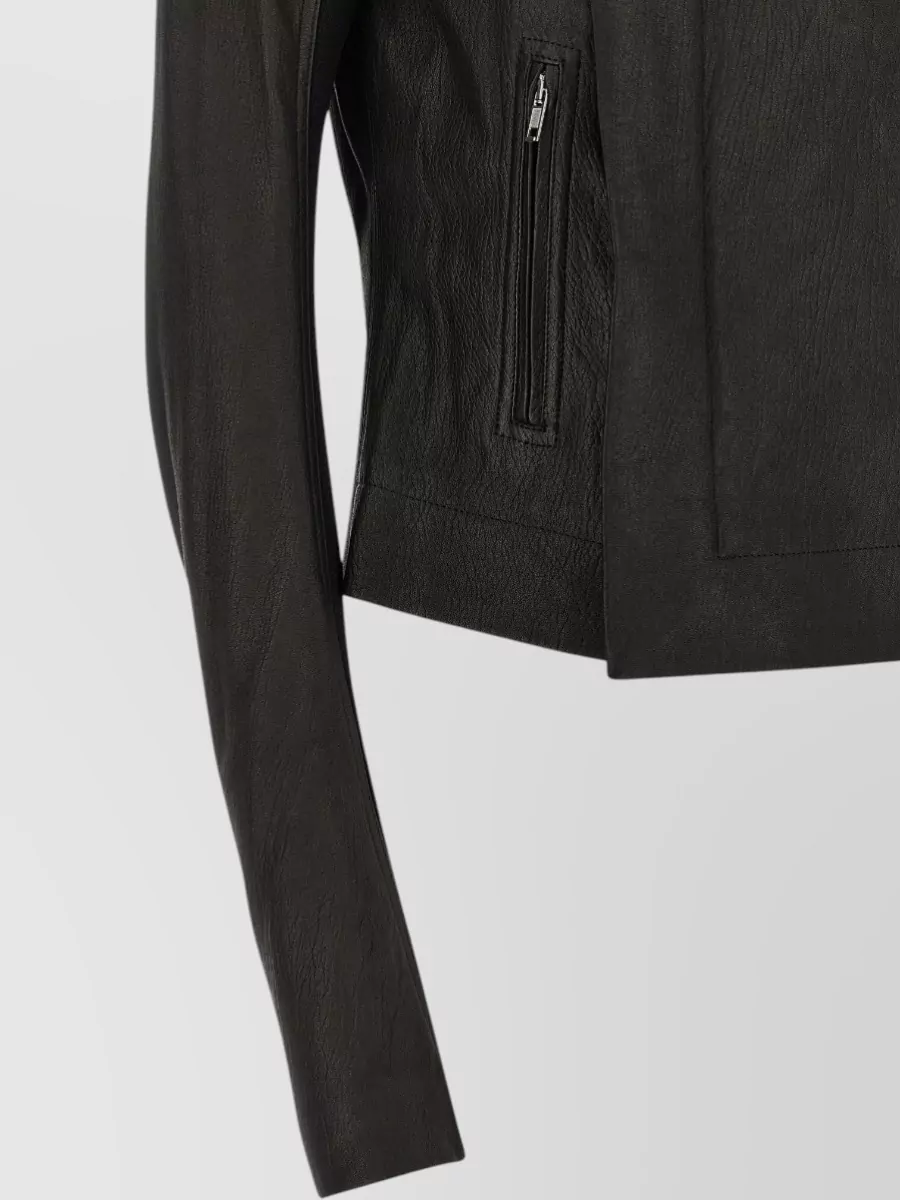 Rick Owens Lamb Leather Double-Breasted Biker Jacket