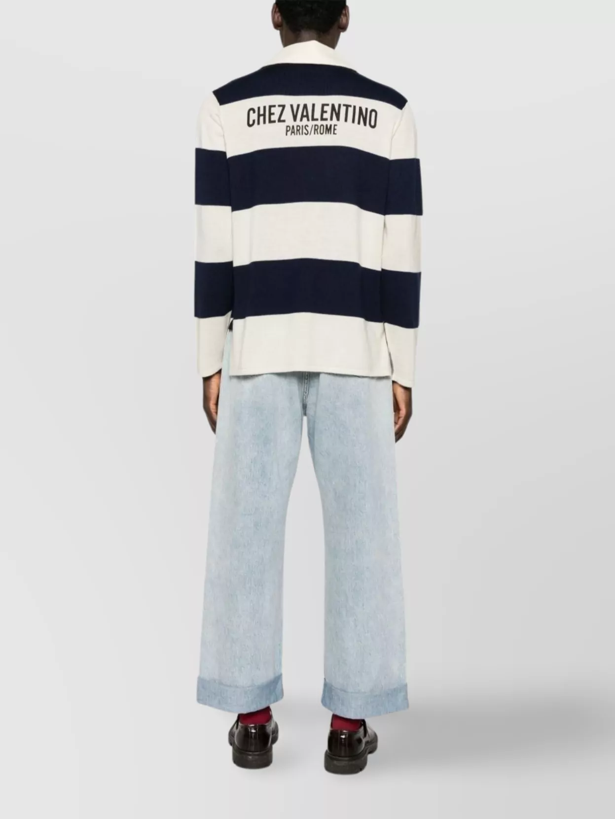 Valentino Garavani Short Sleeves With Polo Collar And Striped Pattern