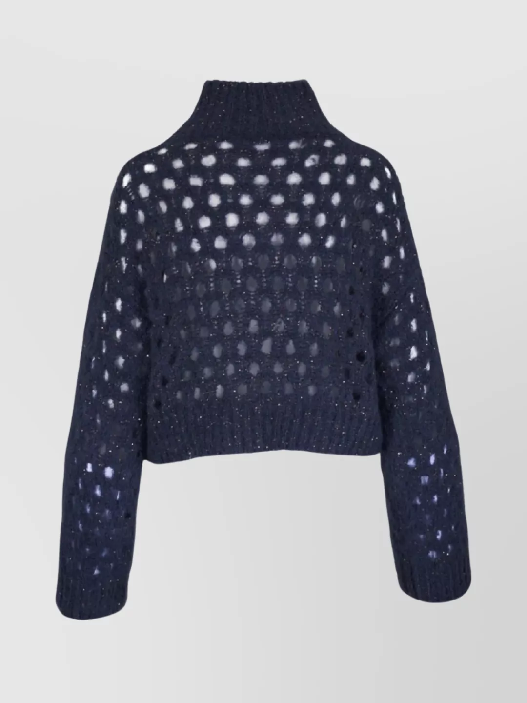 Brunello Cucinelli Dazzling Net Turtleneck Sweater Made Of Mohair And Wool Wispy In Blue
