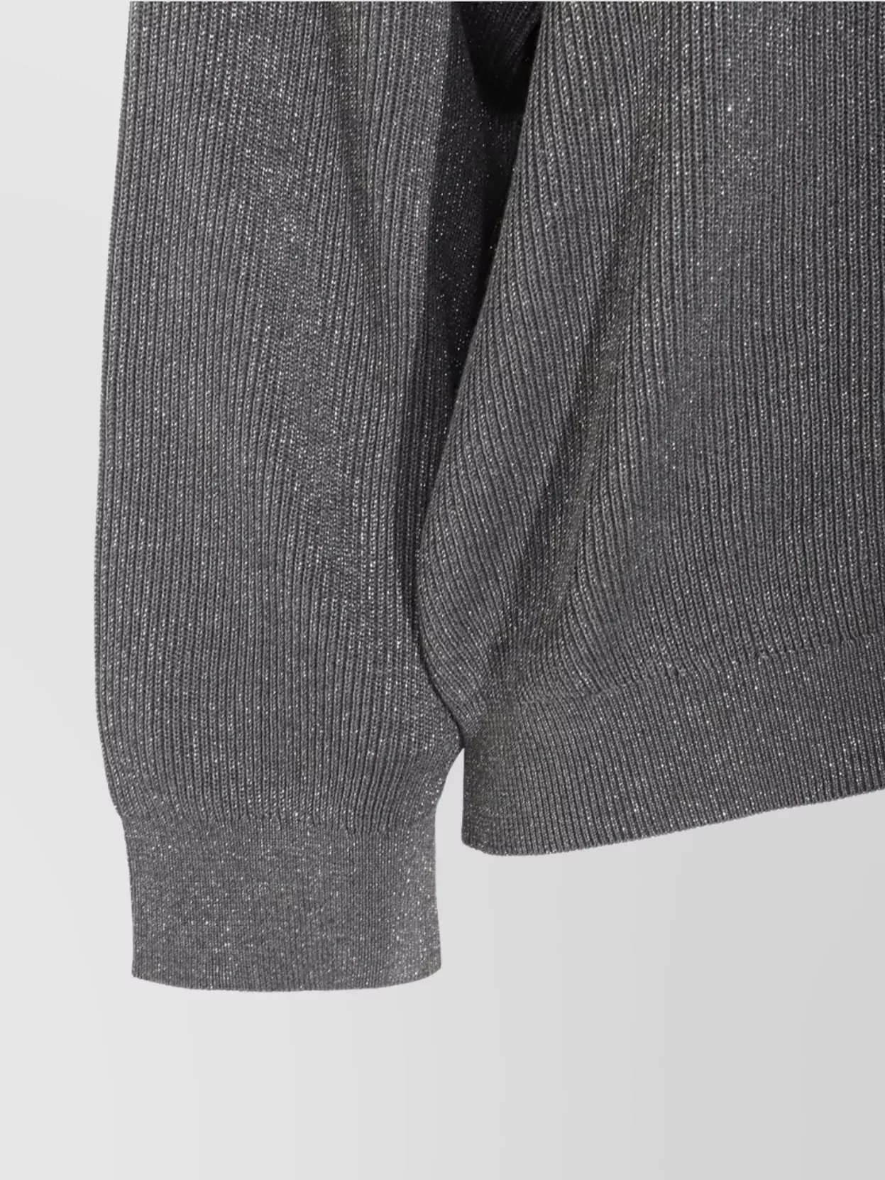 Brunello Cucinelli Metallic Ribbed Crewneck Knitwear With Long Sleeves
