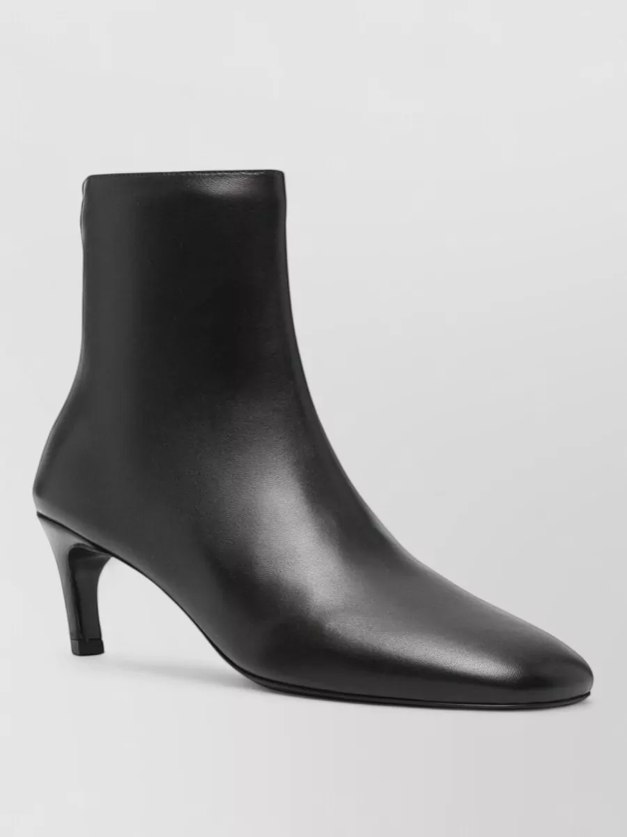 Totême Leather Ankle Boots Pointed Toe Mid Heel In Black