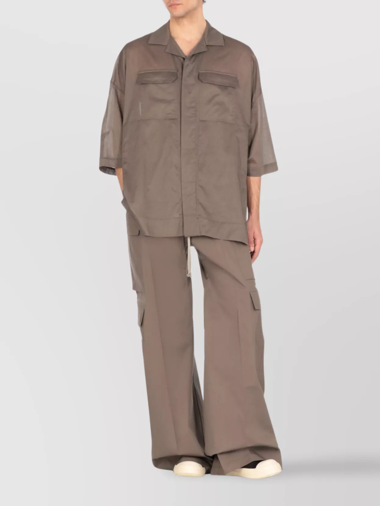 Rick Owens Men Camicia Magnum Tommy In Cotone Organico Certificato In Brown