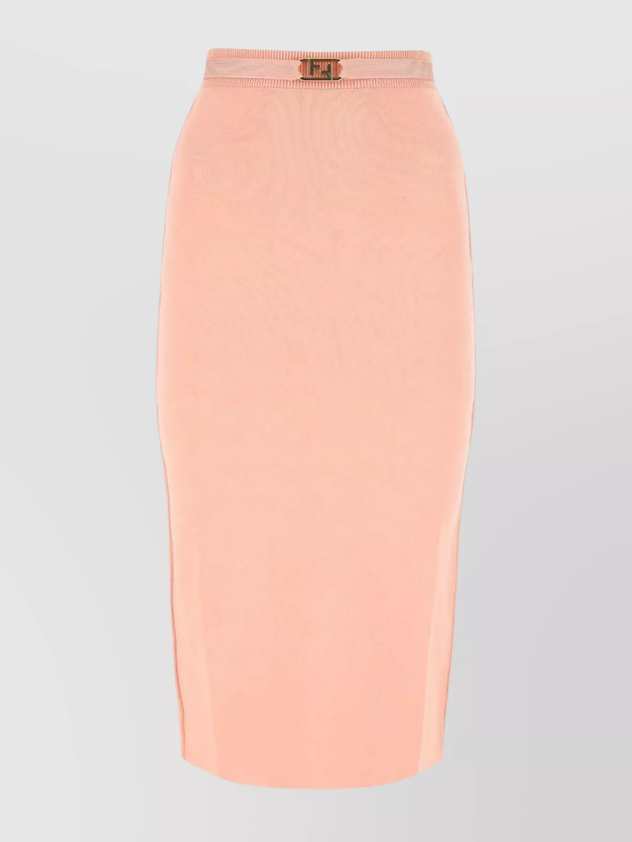 Fendi Ribbed Texture Midi Length Skirt In Pink