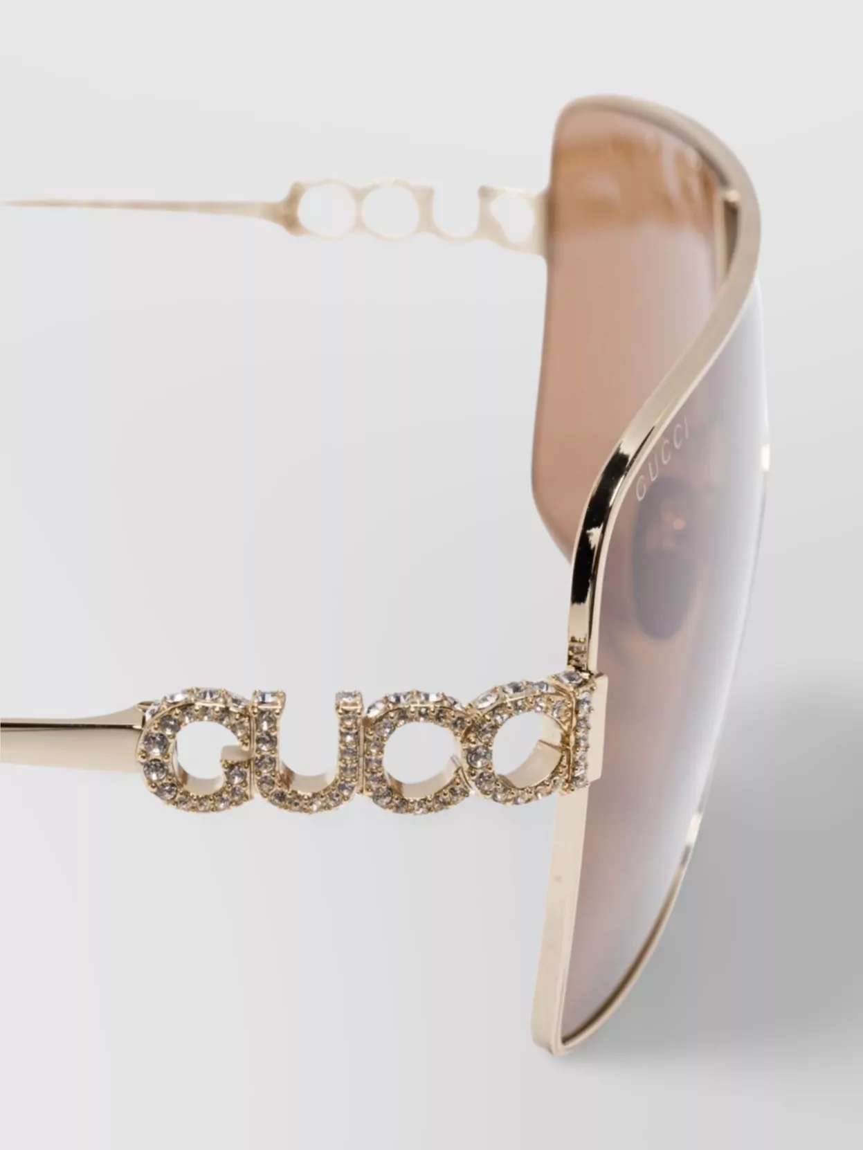Gucci Rectangle Sunglasses Crystal-embellished Protective Case In Gold