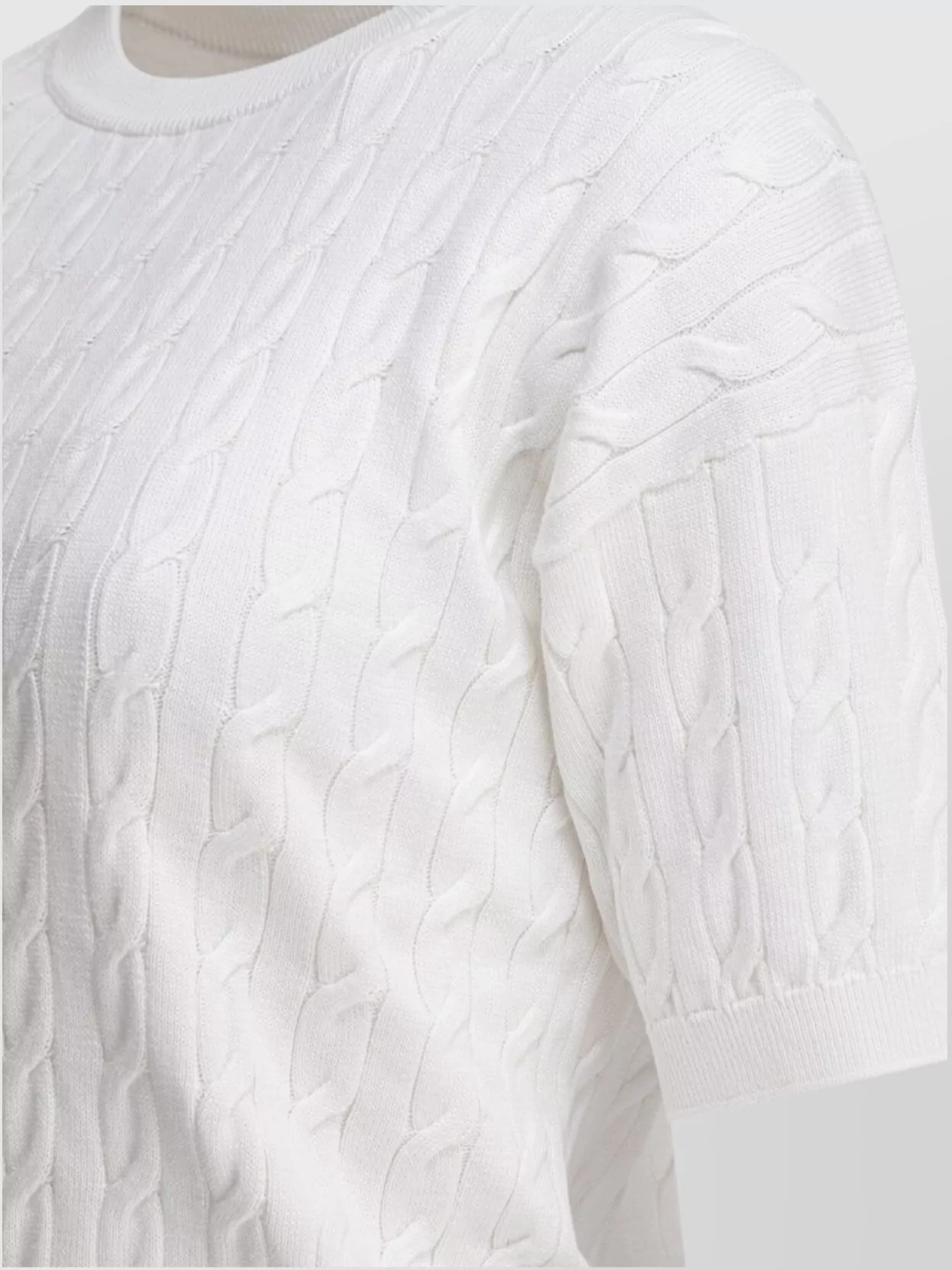Brunello Cucinelli Textured Cable Knit Cropped T-shirt