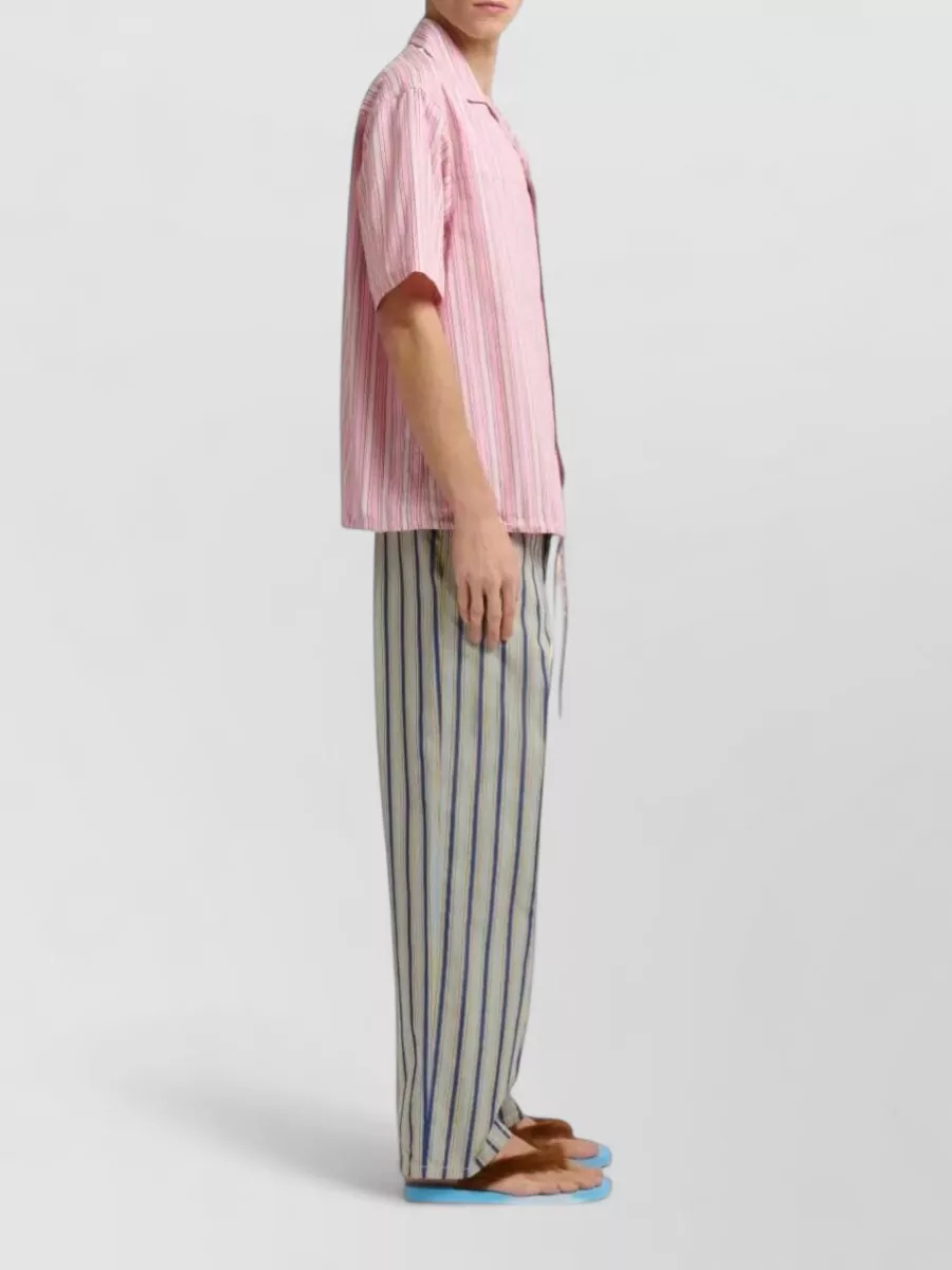 Marni Striped Wide-Leg Cotton Trousers
