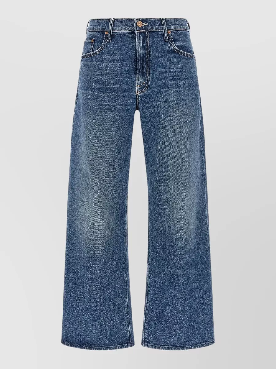 Mother denim mid-rise cropped wide-leg jeans