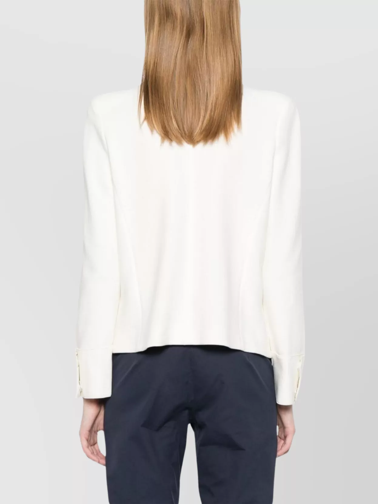 Shop Emporio Armani Cotton Blazer Jacket With Shoulder Pads And Side Slit Pockets
