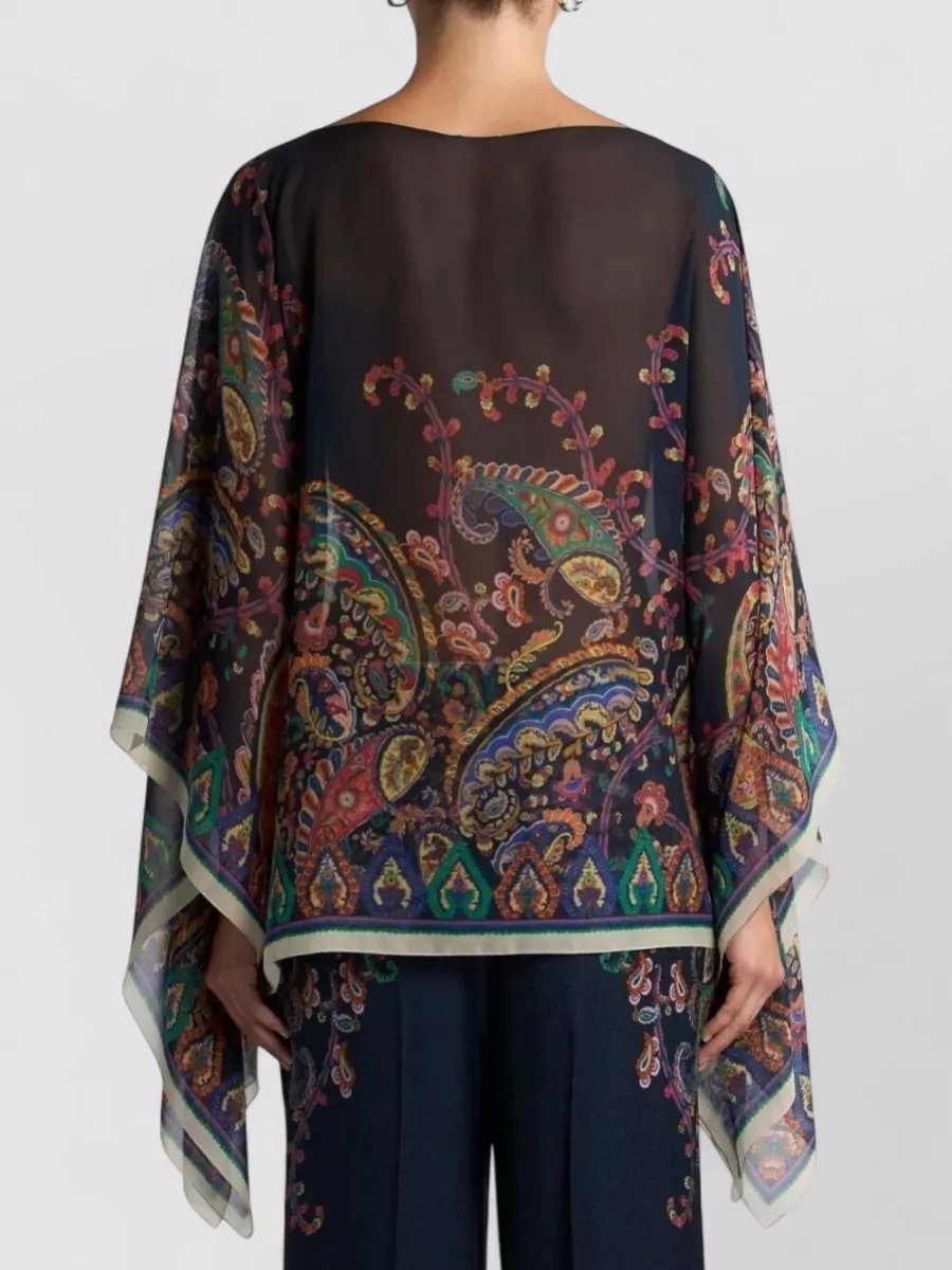 Etro Paisley Print Lightweight Cape With Draped Sleeves