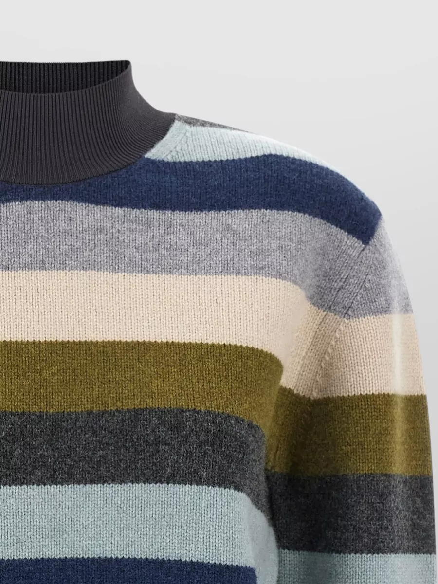 Tory Burch Striped Wool Mock Neck Jumper