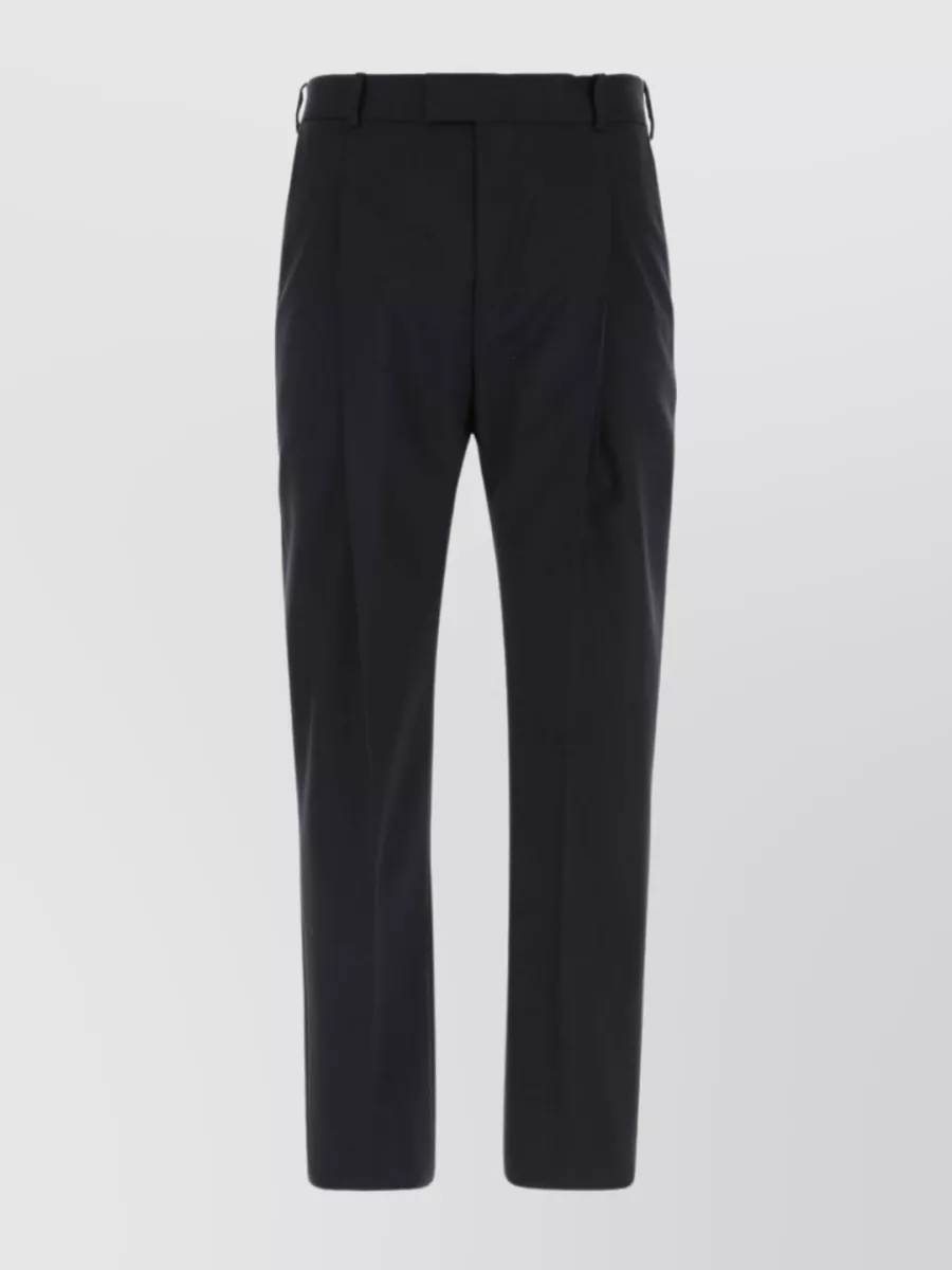 Shop Alexander Mcqueen Tailored Wool Trousers With Creased Legs And Belt Loops In Black
