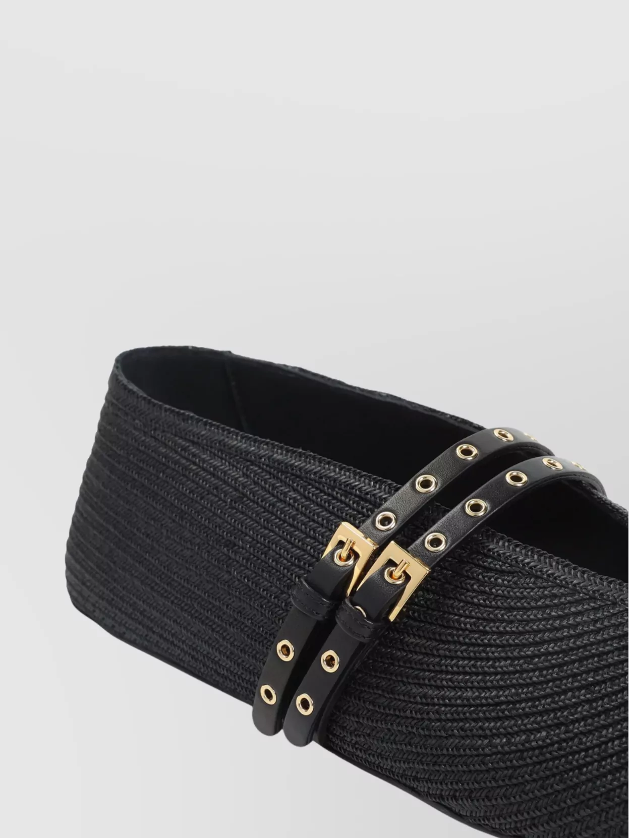 Alaïa Straw Ballerinas With Double Buckle Detail