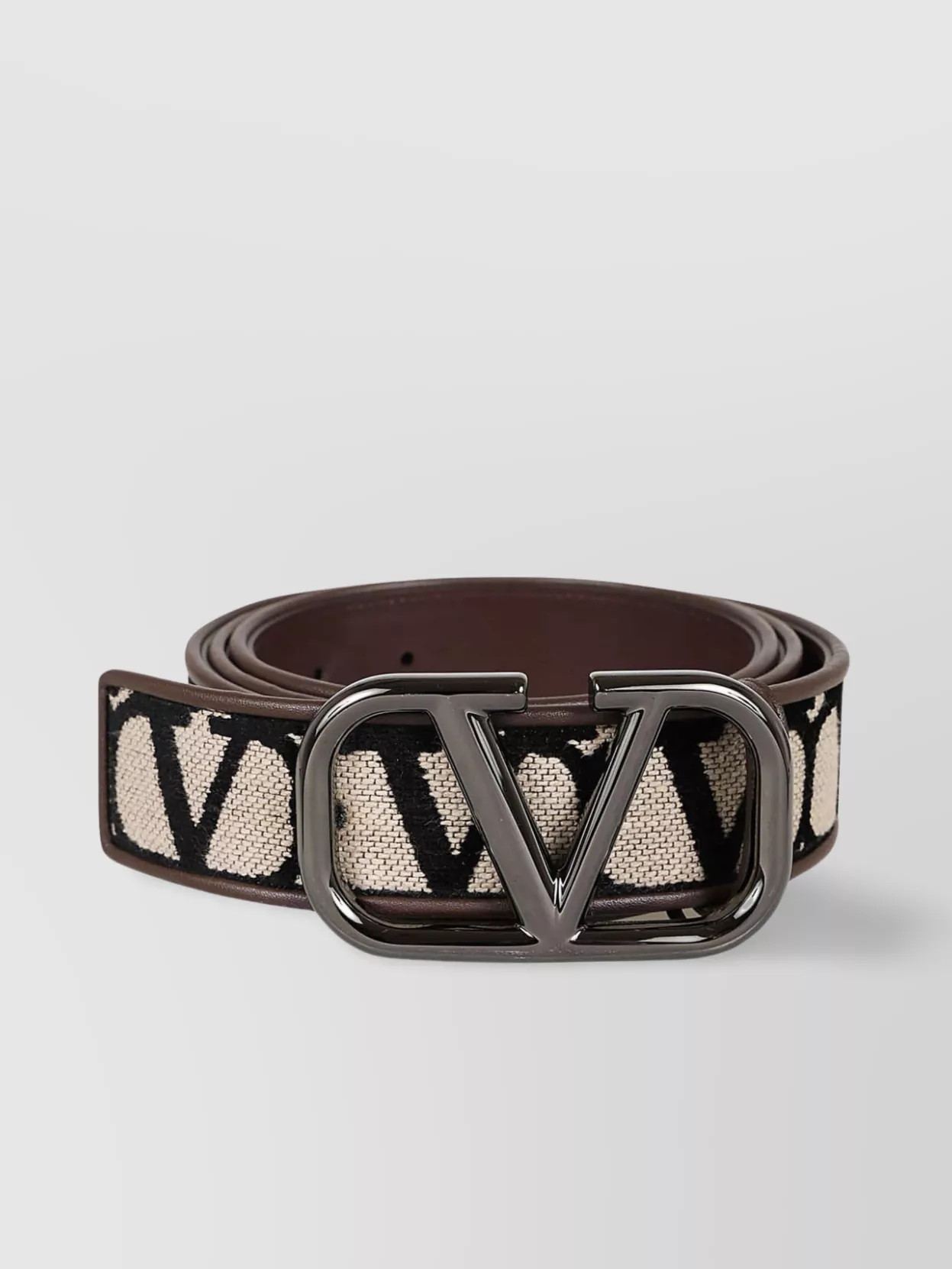 Shop Valentino Toile Iconographe Iconographic Canvas Buckle Belt In Brown