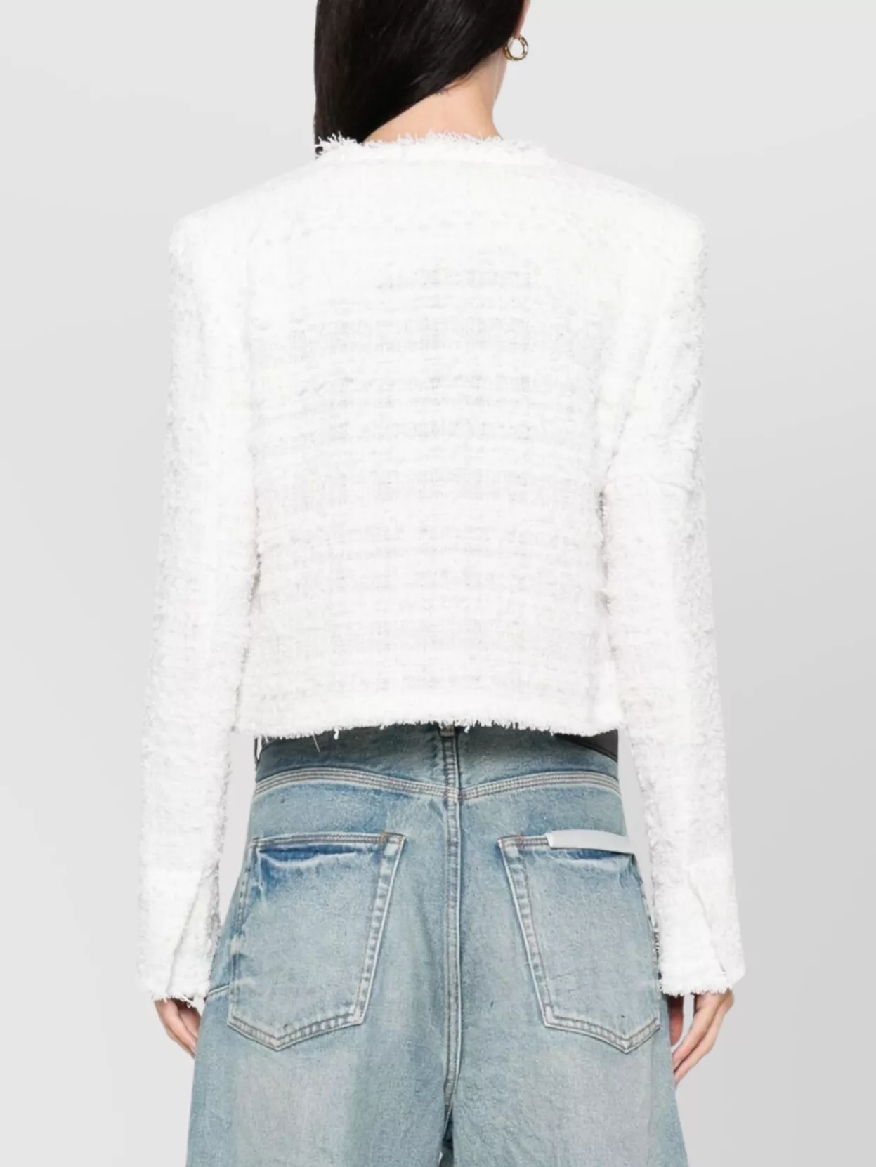 Iro Tweed Cropped Jacket Frayed Edges