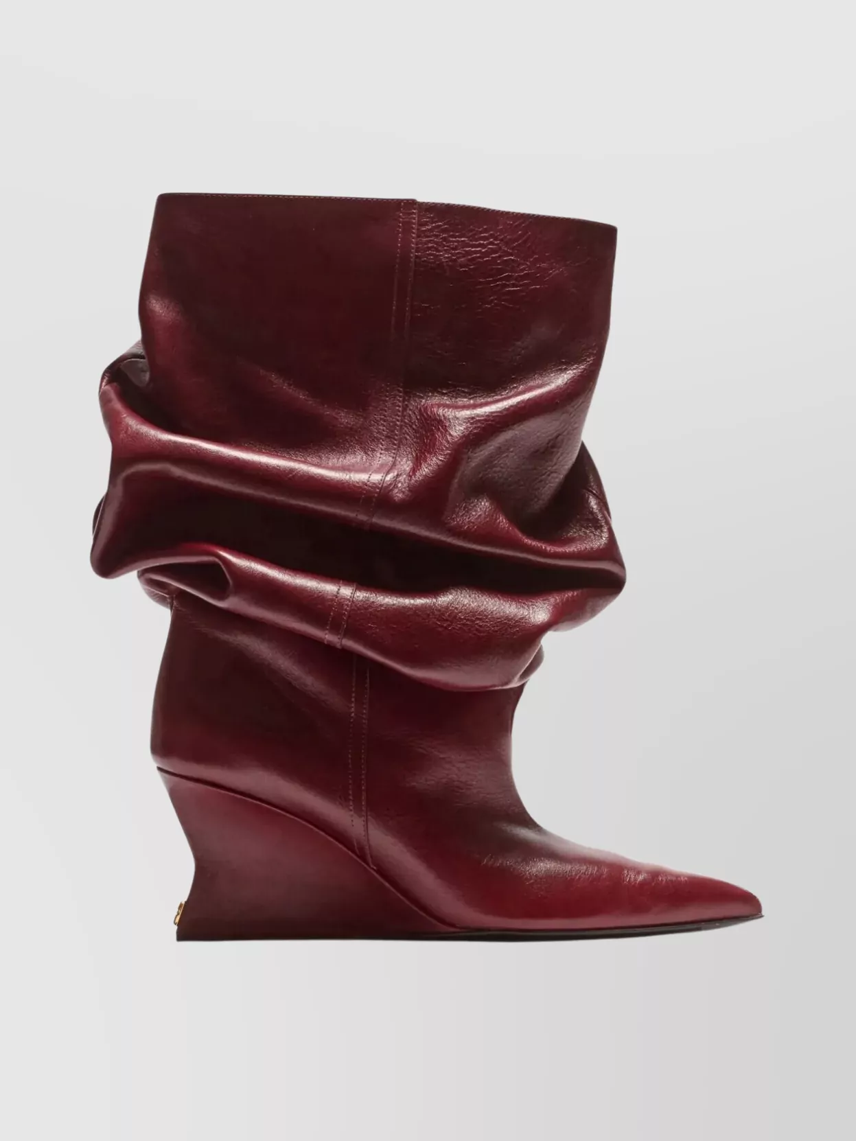 Balmain Textured Leather Wedge Ankle Boot