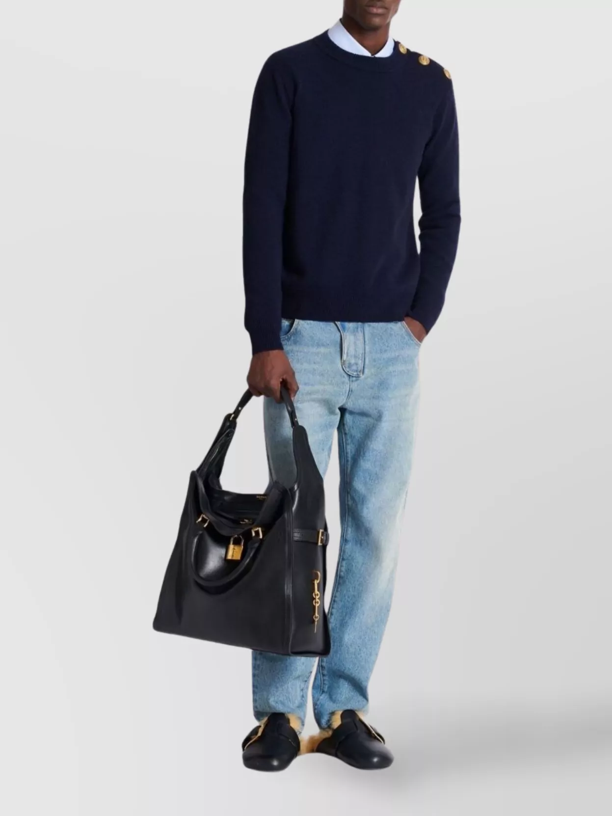 Balmain Straight Whiskering Faded Belt Loops Pockets