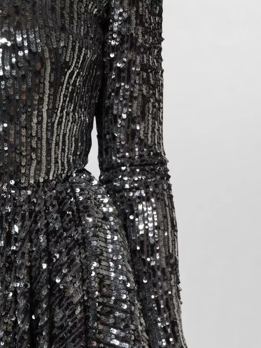 Dolce&Gabbana Sequined Long-Sleeve Midi A-Line Dress