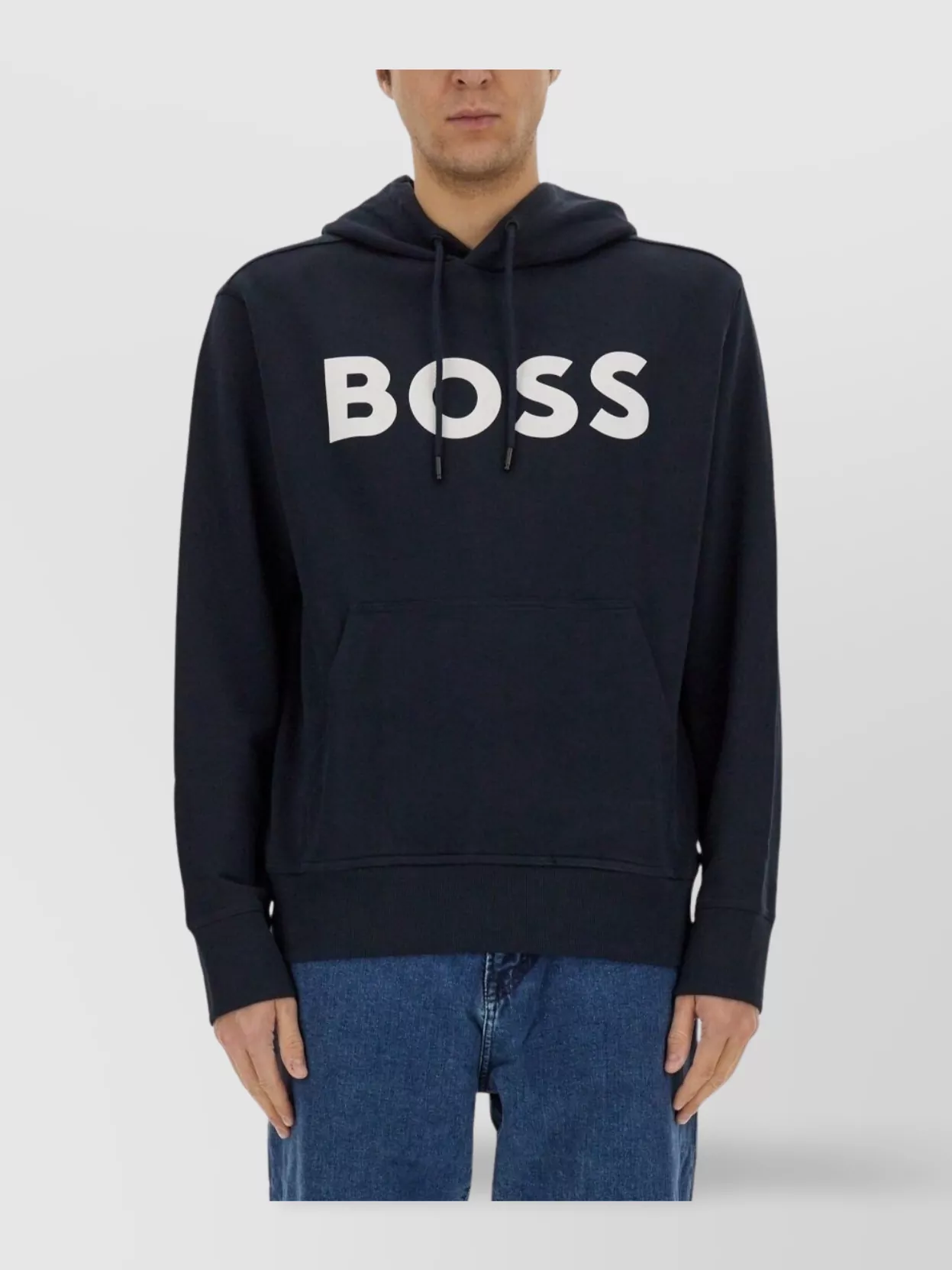 Shop Hugo Boss Logo Hooded Sweatshirt Kangaroo Pocket