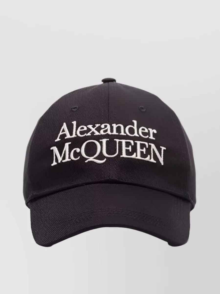 Shop Alexander Mcqueen Embroidered Logo Cotton Baseball Cap In Black
