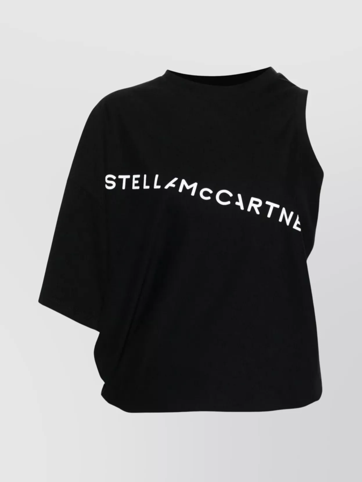 Shop Stella Mccartney Asymmetric Logo Print Cut-out Top In Black