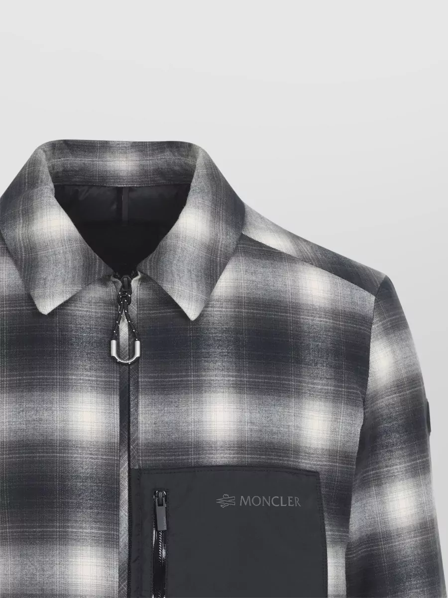 Moncler Cotton Checked Quilted Down Shirt Jacket