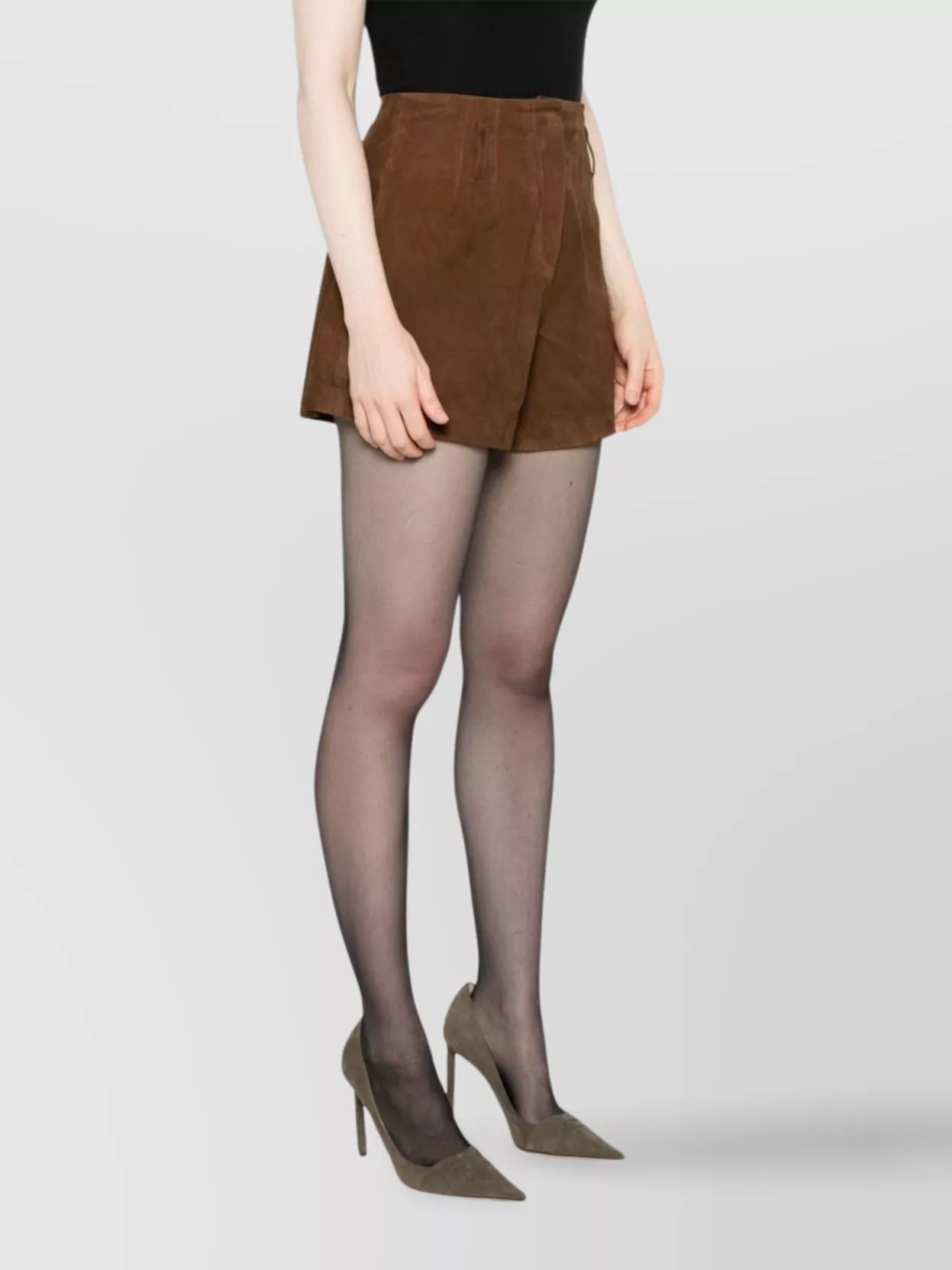 The Frankie Shop Lise High Waist Suede Shorts