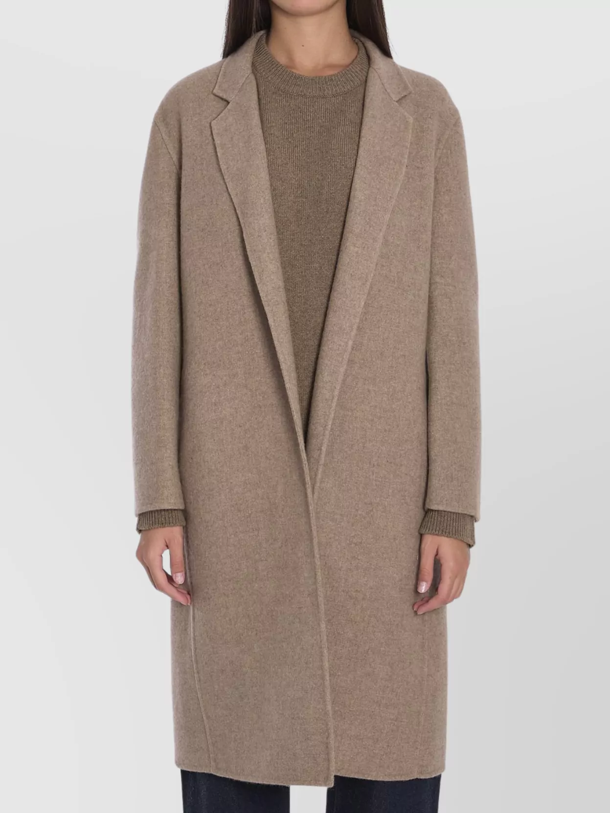 The Row Cashmere Flannel Mid-length Coat In Neutral