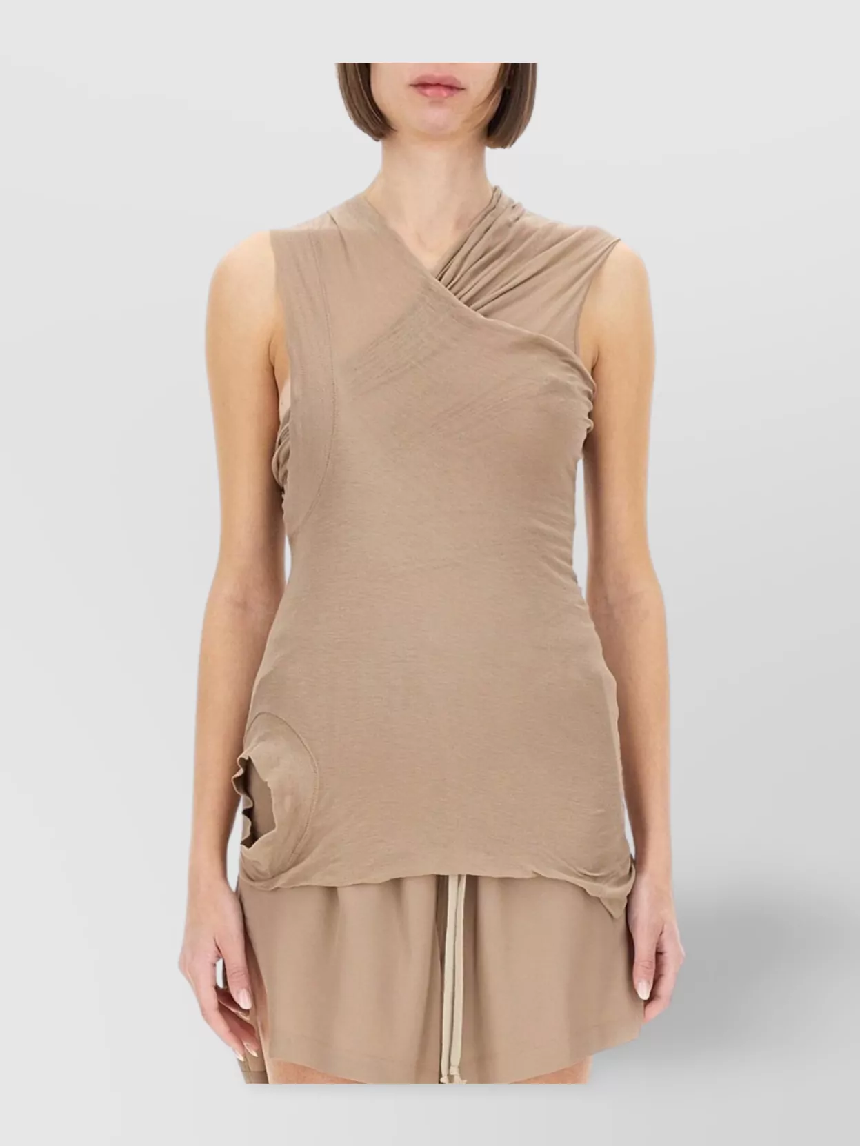RICK OWENS ASYMMETRIC DRAPED CROSSOVER TOP