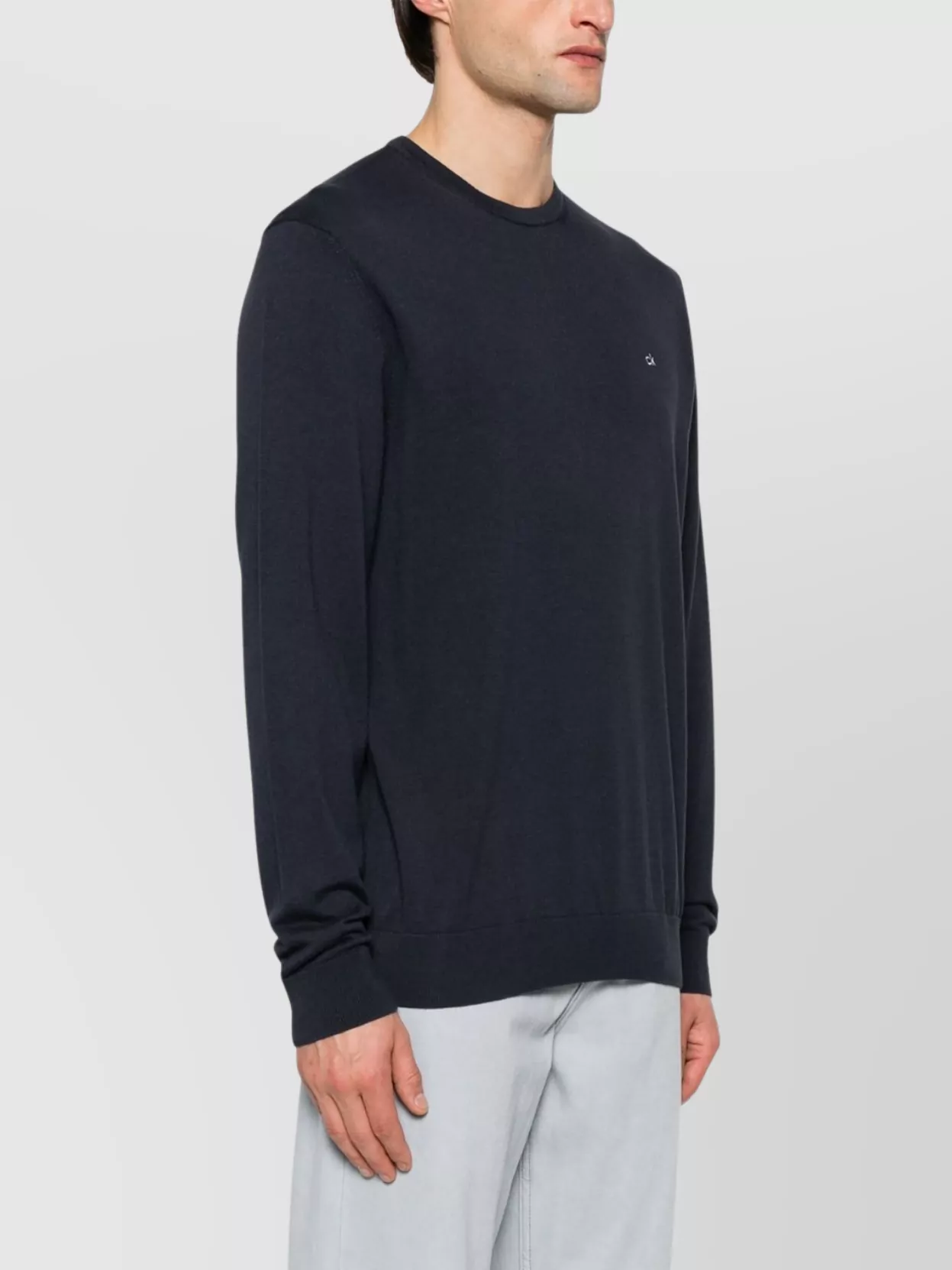 Calvin Klein Crew Neck Cotton Silk Blend Sweater