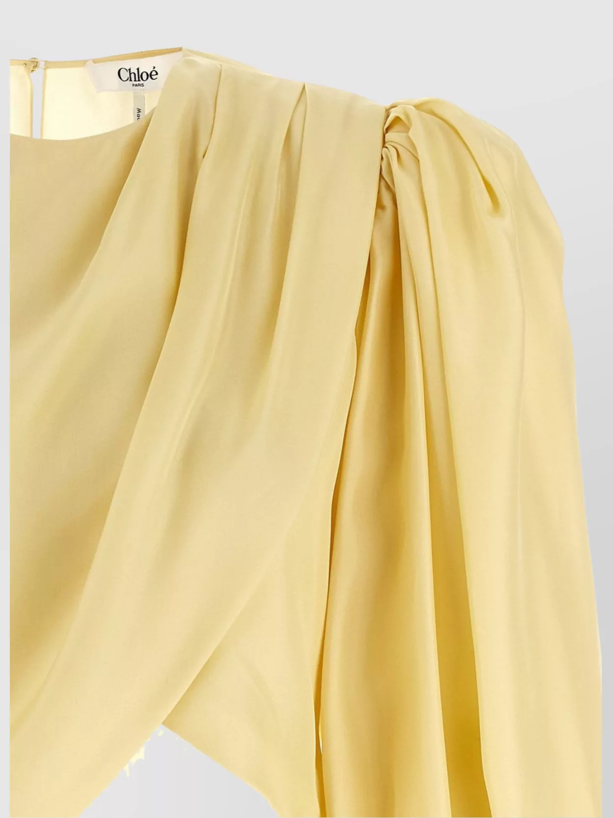 Chloé Draped Top With Keyhole Back And Puffed Sleeves