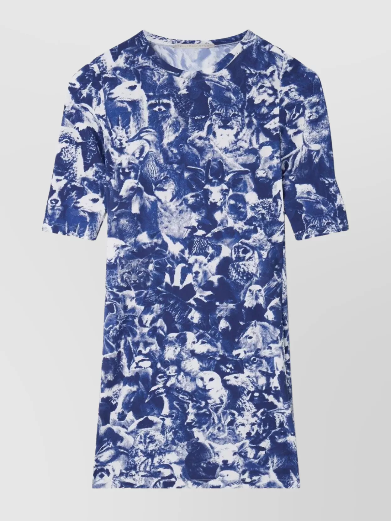 Shop Stella Mccartney Crowded Animal Forest Mini Dress In Blue