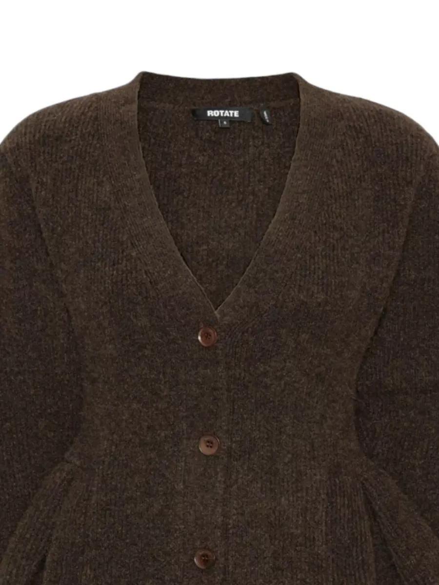 Rotate Alpaca-Blend Ribbed Peplum Cardigan