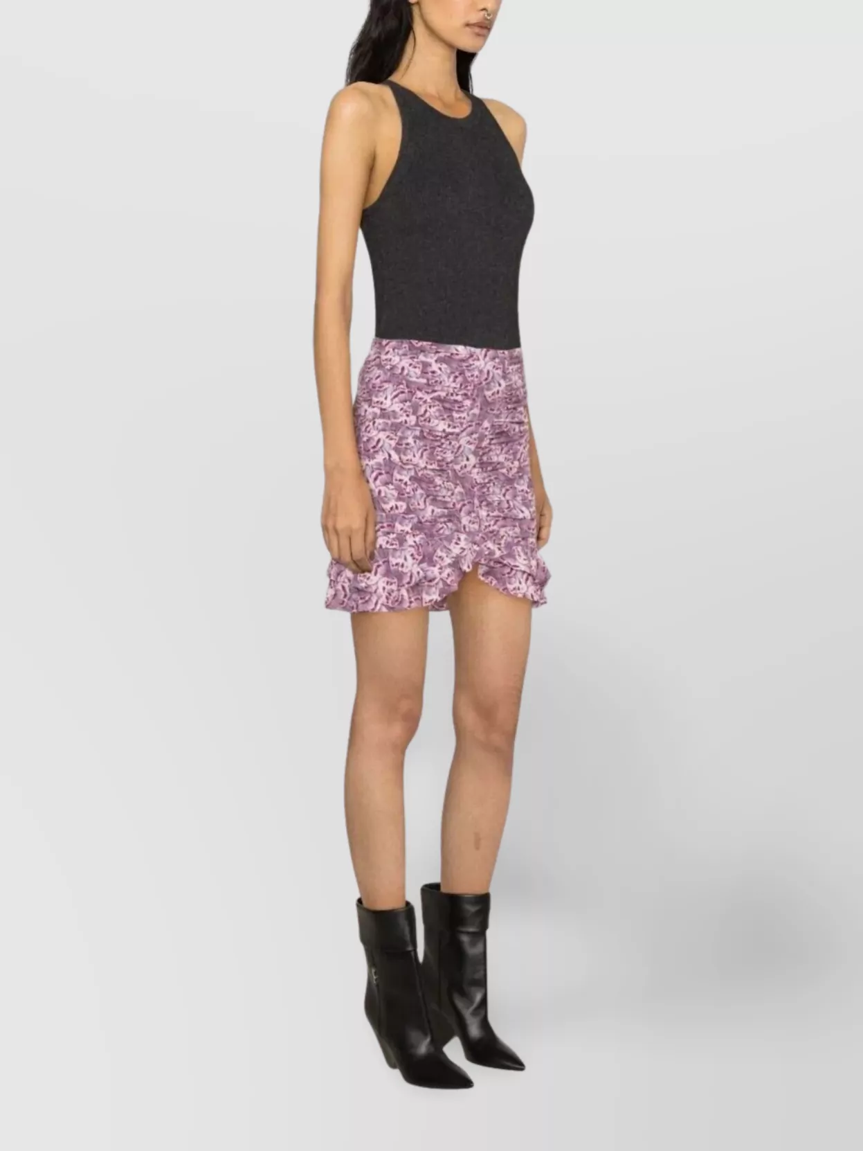 Isabel Marant Floral Mini Skirt Ruffled Hem In Multi