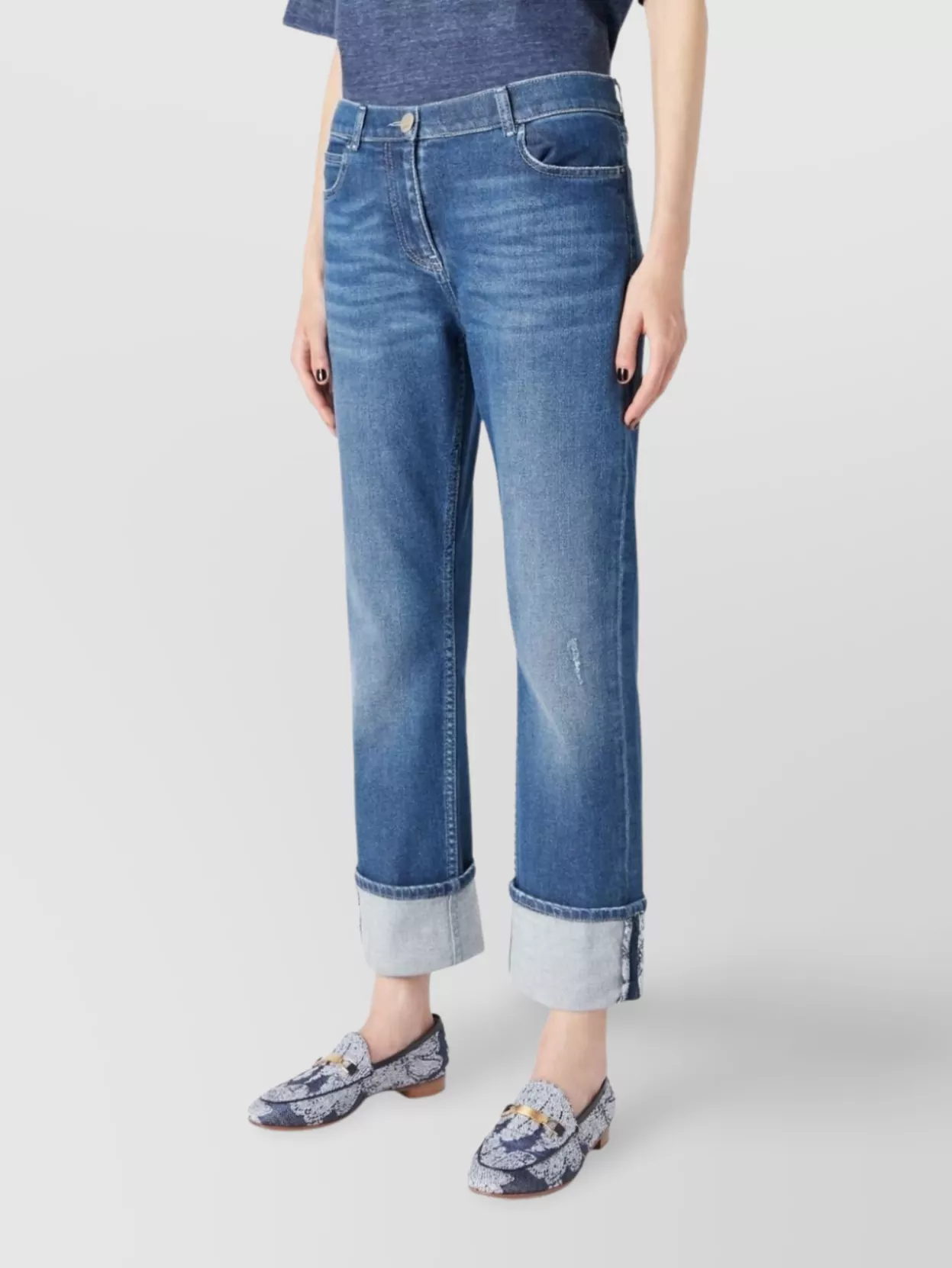 Giorgio Armani Belted Trousers With Faded Five-Pocket Design