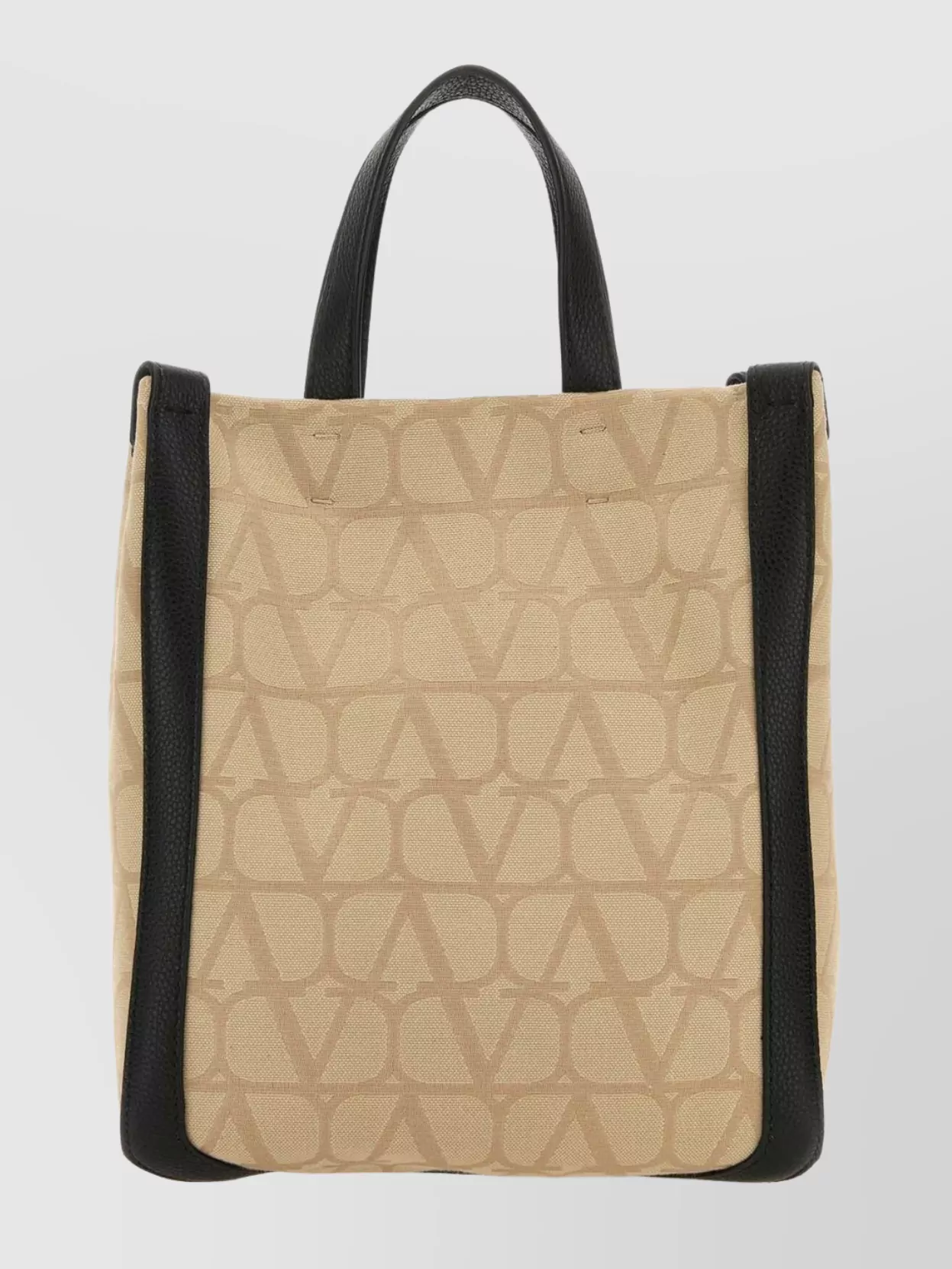 Shop Valentino Structured Two-tone Tote Bag In Brown