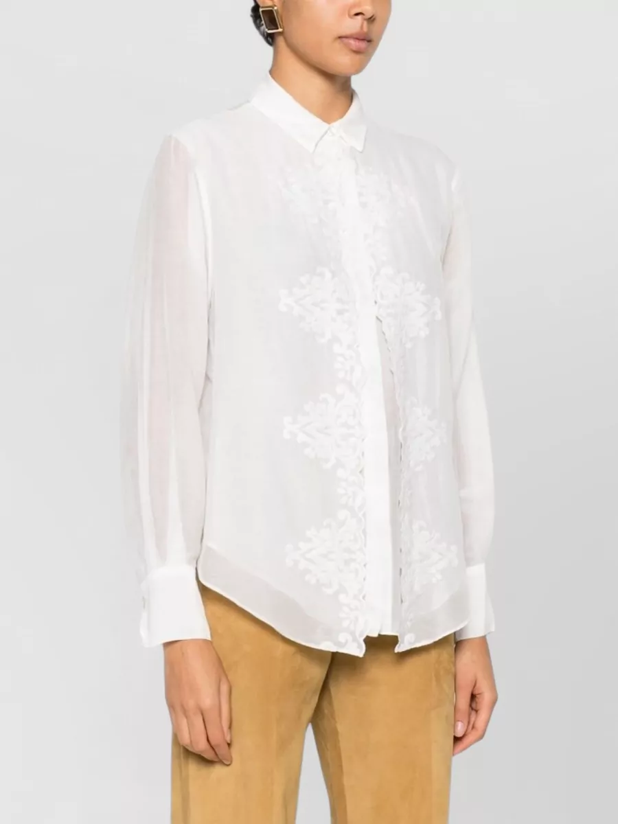 Forte Forte Long Sleeve Sheer Shirt Embroidered Design