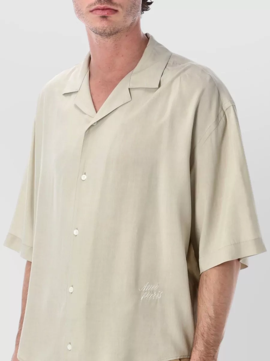 Ami Paris Viscose Short-Sleeve Boxy Shirt