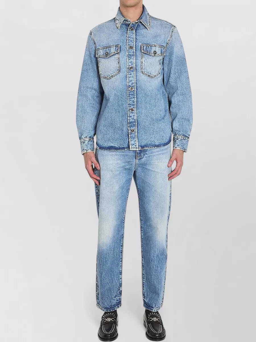 Versace studded oversized denim overshirt