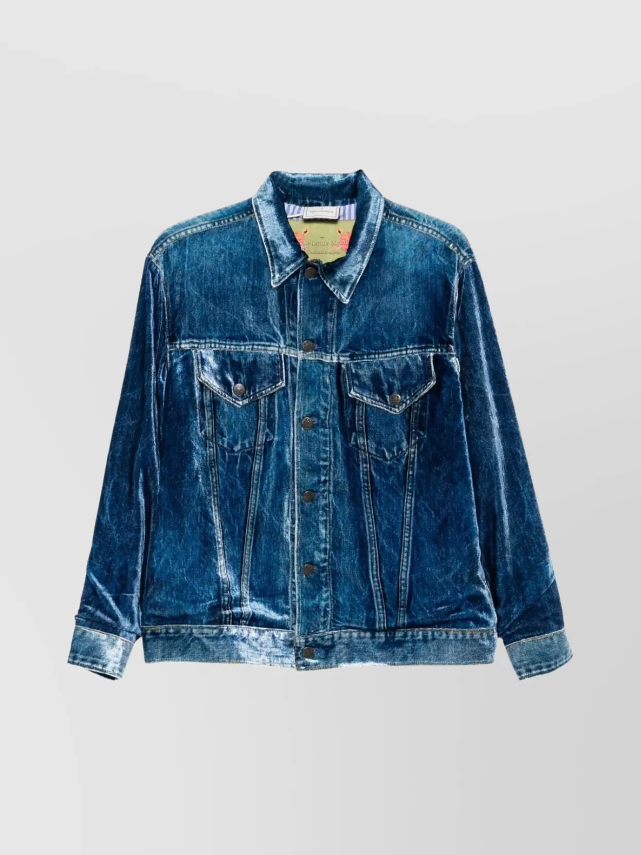 Pierre Louise Mascia Denim Jacket With Flap Pockets And Long Sleeves In Blue