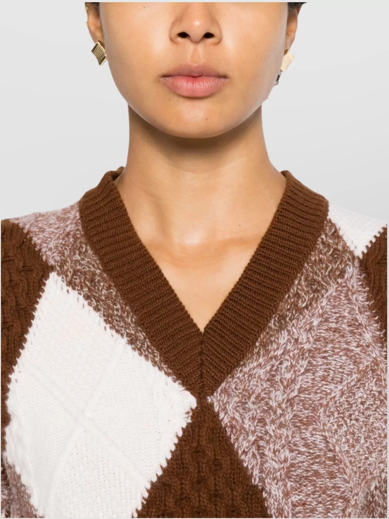 Stella Mccartney V-Neck Argyle Knit Long Sleeve Jumper