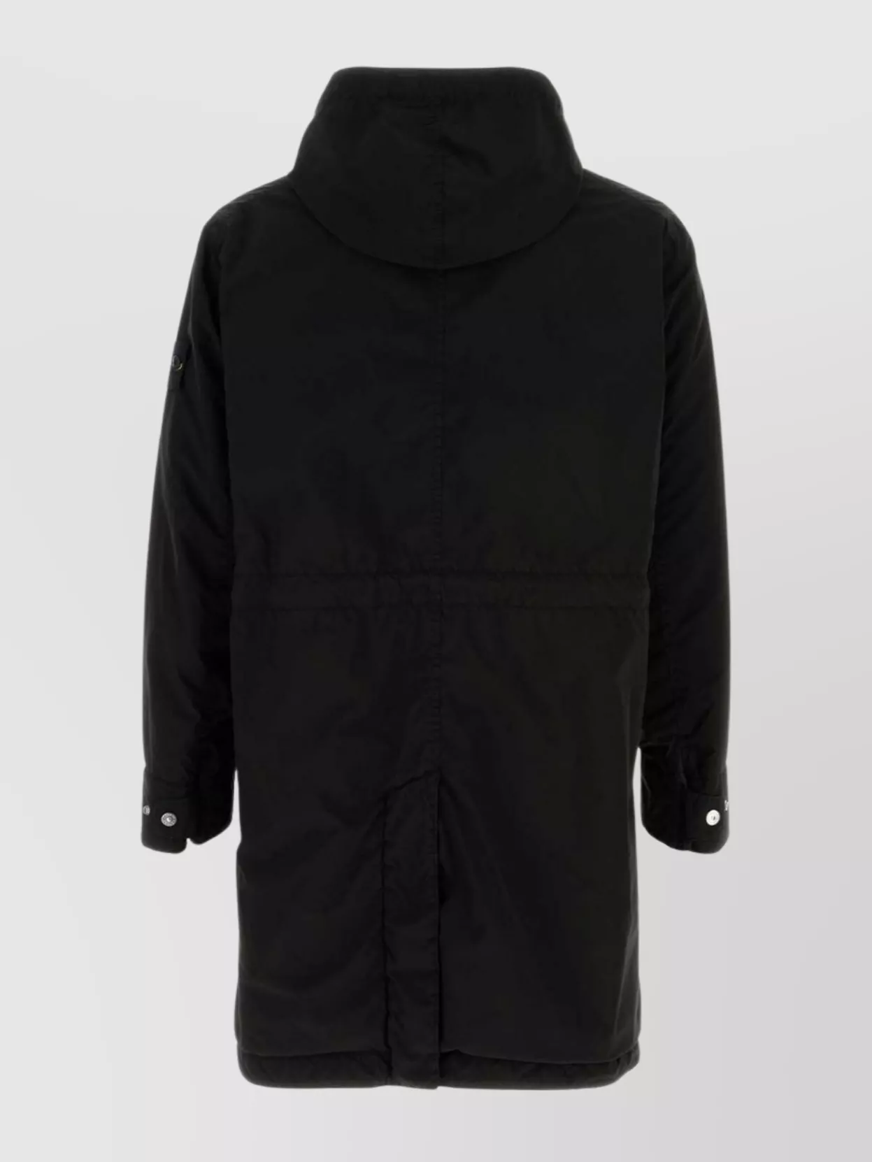 Stone Island Stretch Polyester Jacket With Hood And Pockets In Black