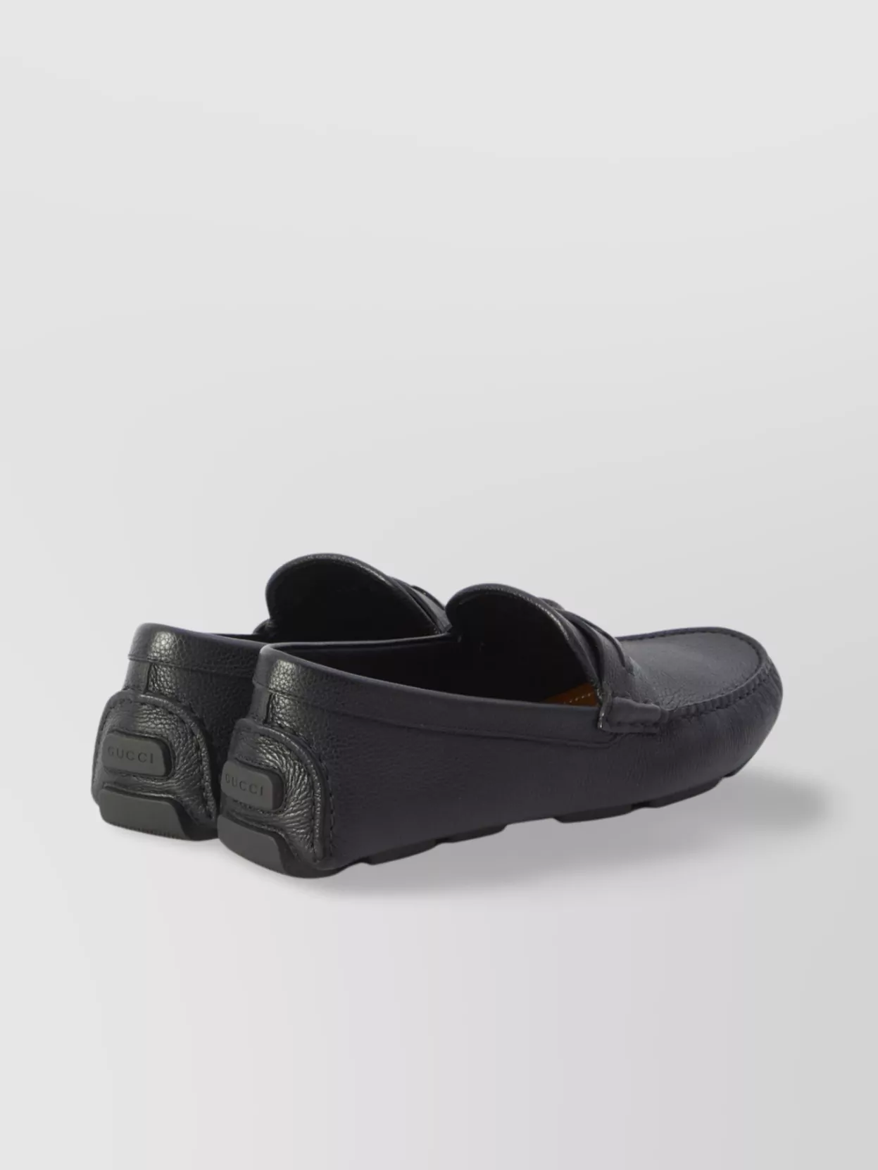 Gucci Pebbled Leather Driver Moccasins With Visible Stitching