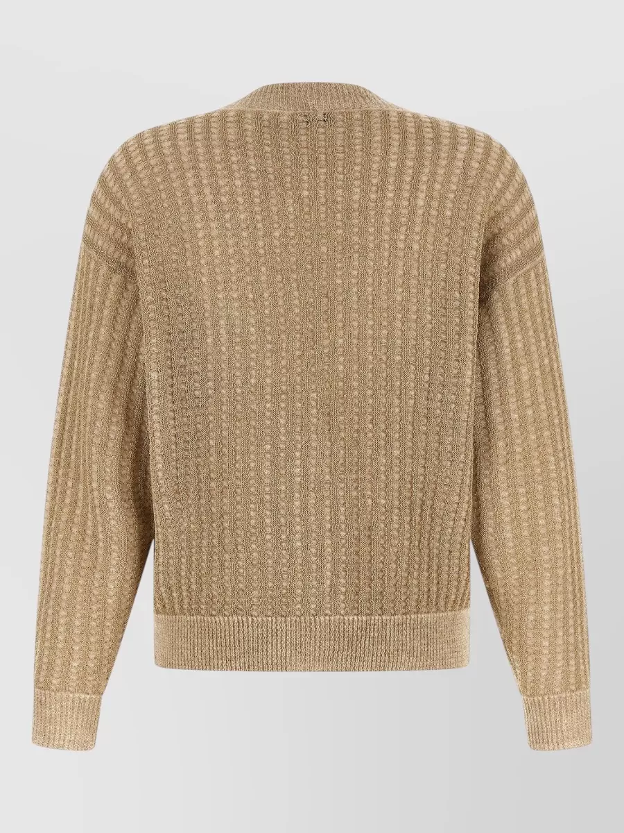 Peserico Metallic Waffle-Knit V-Neck Cardigan