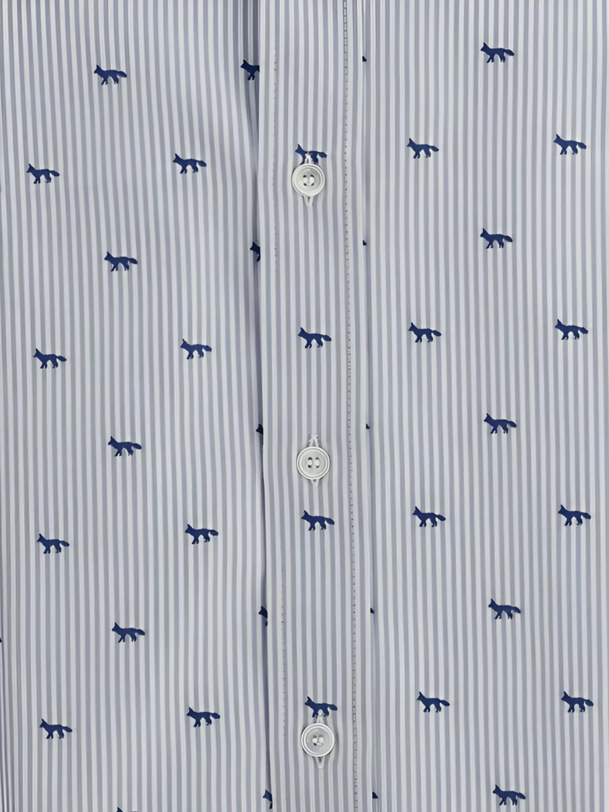 Maison Kitsuné Fox Striped Cotton Shirt With Cuffed Sleeves