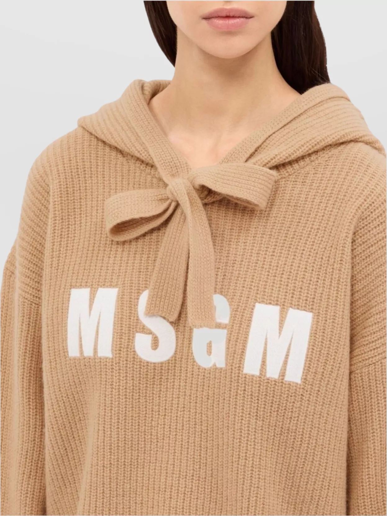 Msgm Hooded Cropped Knitwear Long Sleeves