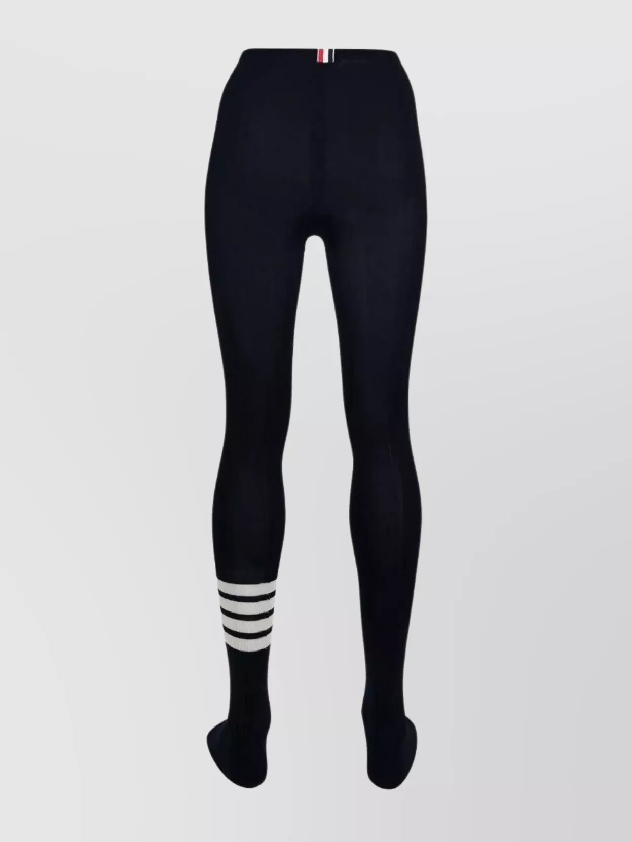 Thom Browne Ribbed High Waist Tights With Striped Detail
