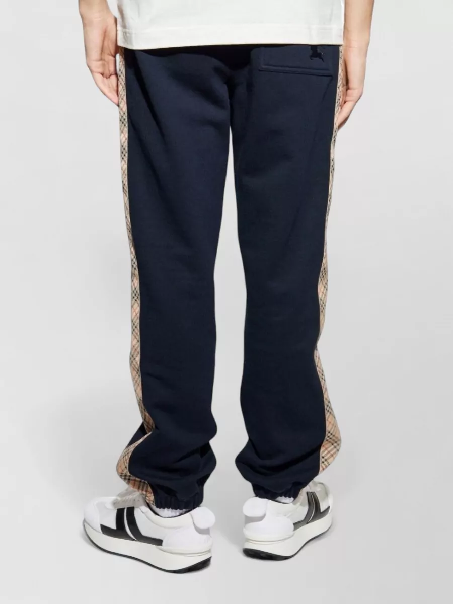 Burberry Cotton Track Pants Elastic Waist Side Stripes