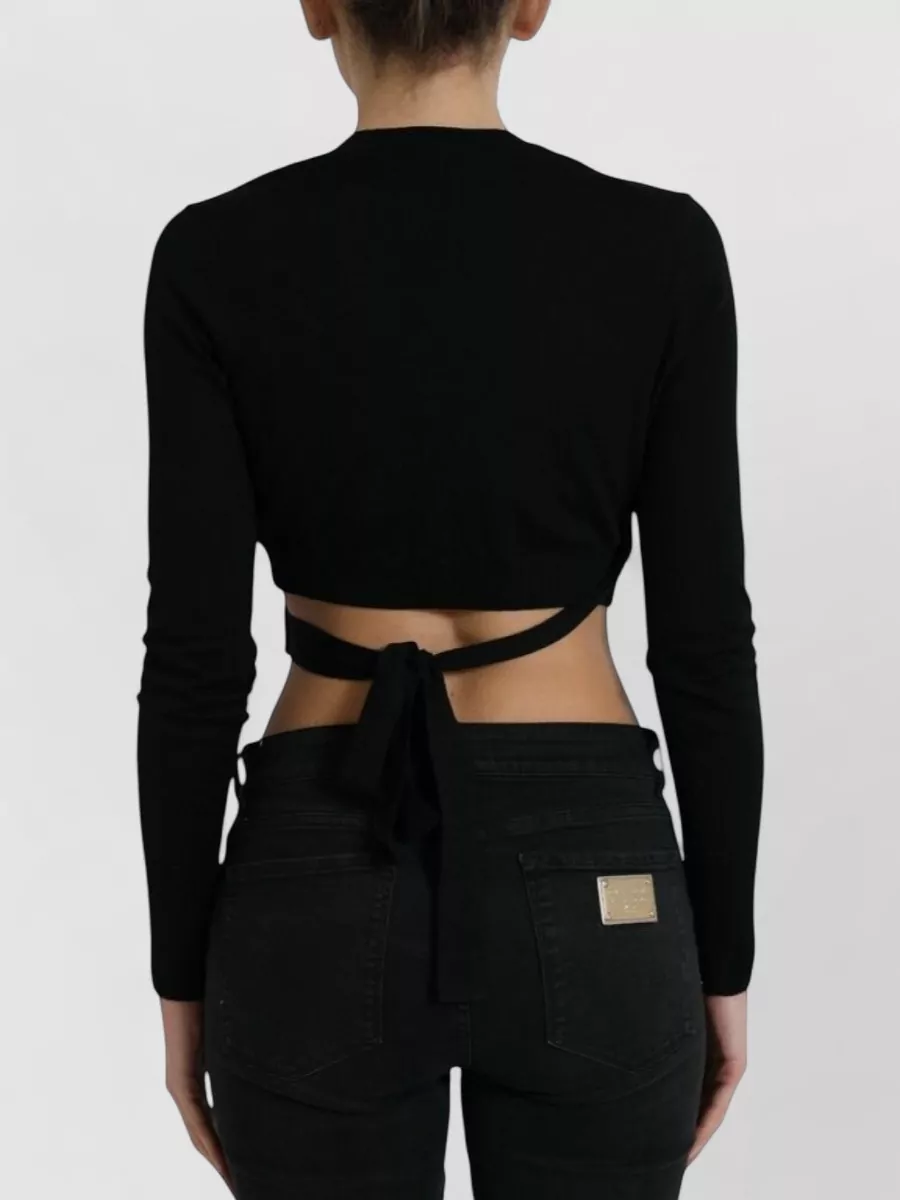 Dolce&Gabbana Wool V-Neck Wrap Cropped Cardigan