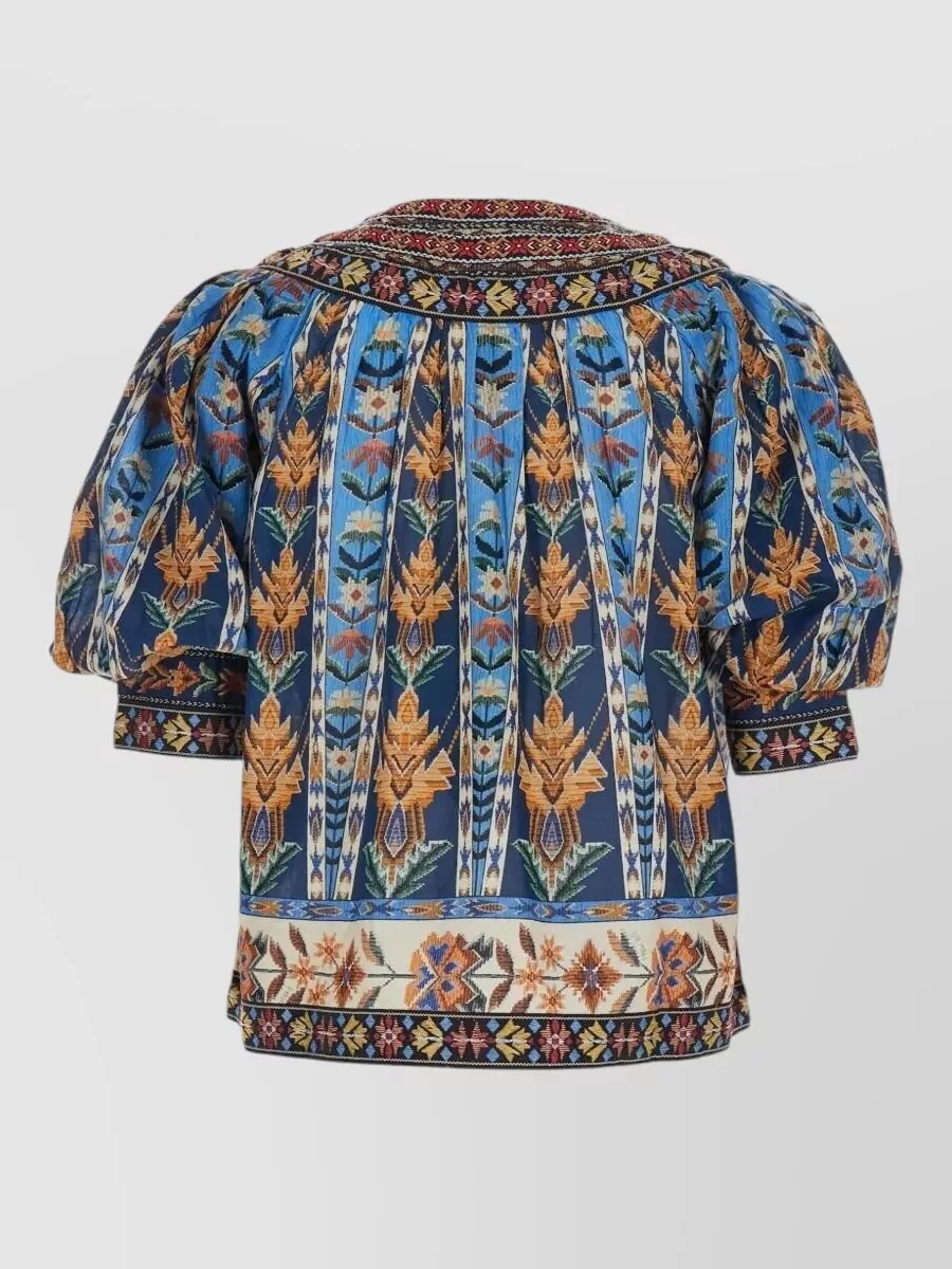 Farm Rio Embroidered Short Sleeve Blouse