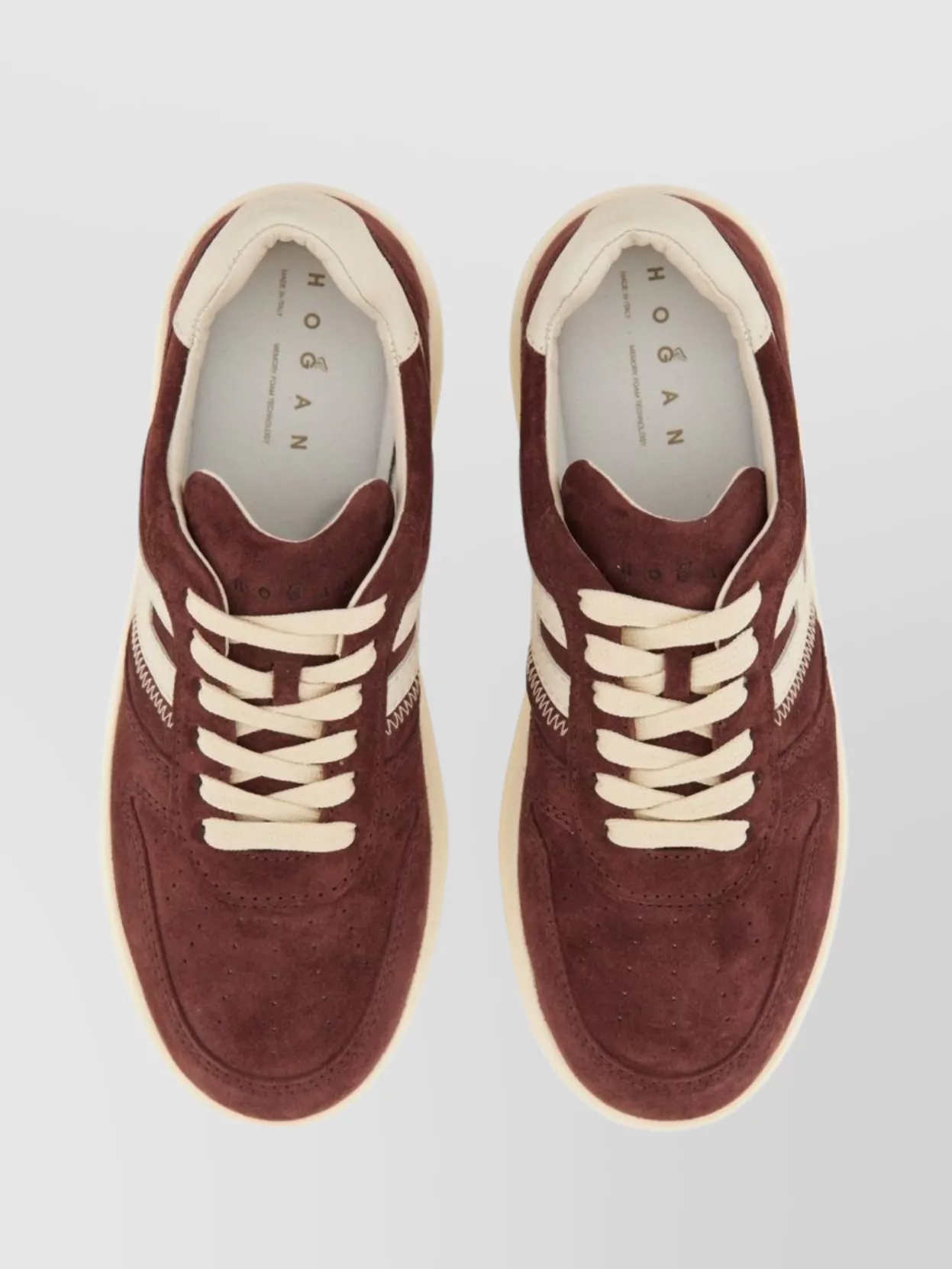 Hogan Suede Rubber Sole Sneakers Perforated Contrast Stitching